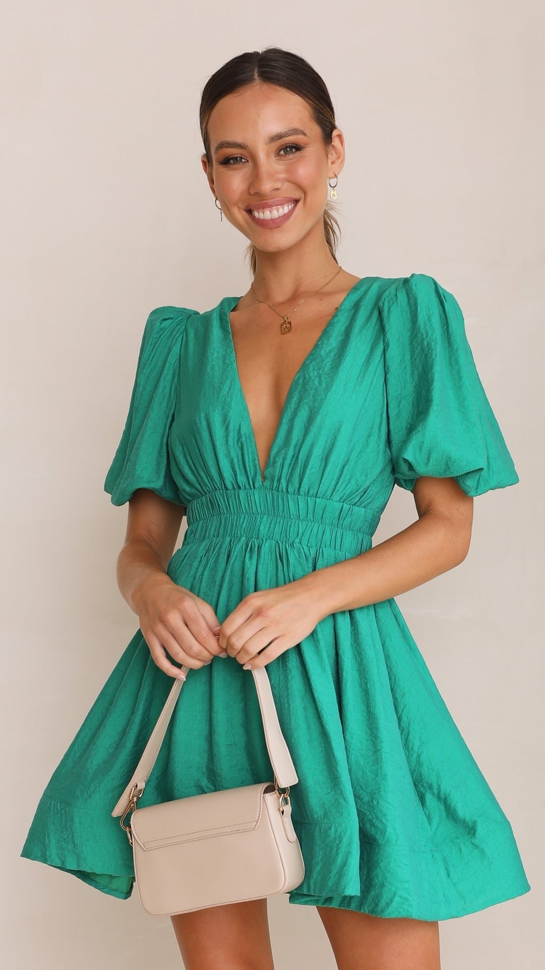 Puff Sleeve Mini Dress