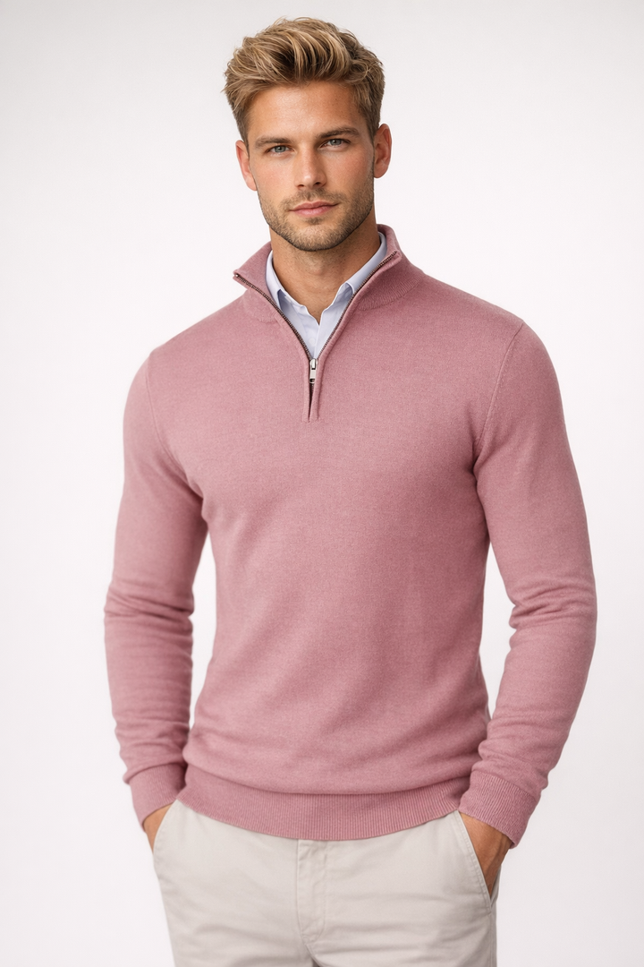 Half Zip High Neck Sweater