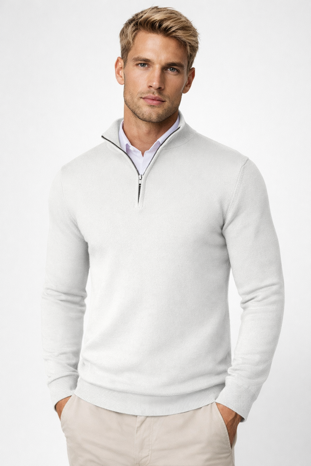 Half Zip High Neck Sweater