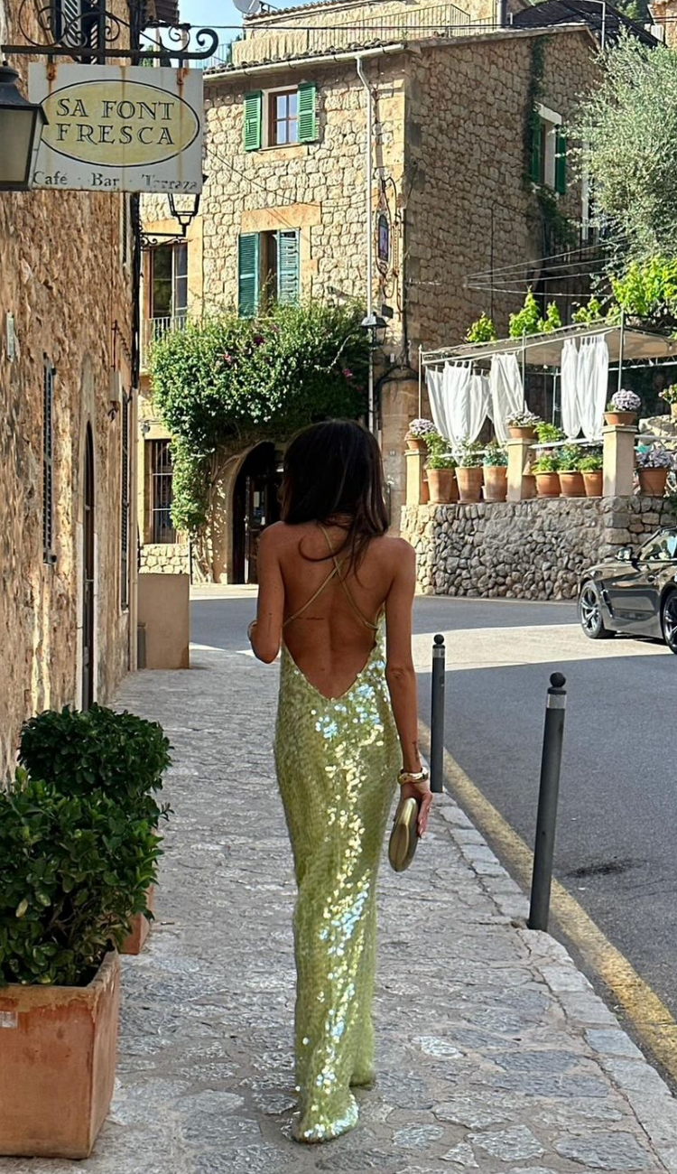 Square Neck Sequin Summer Dress