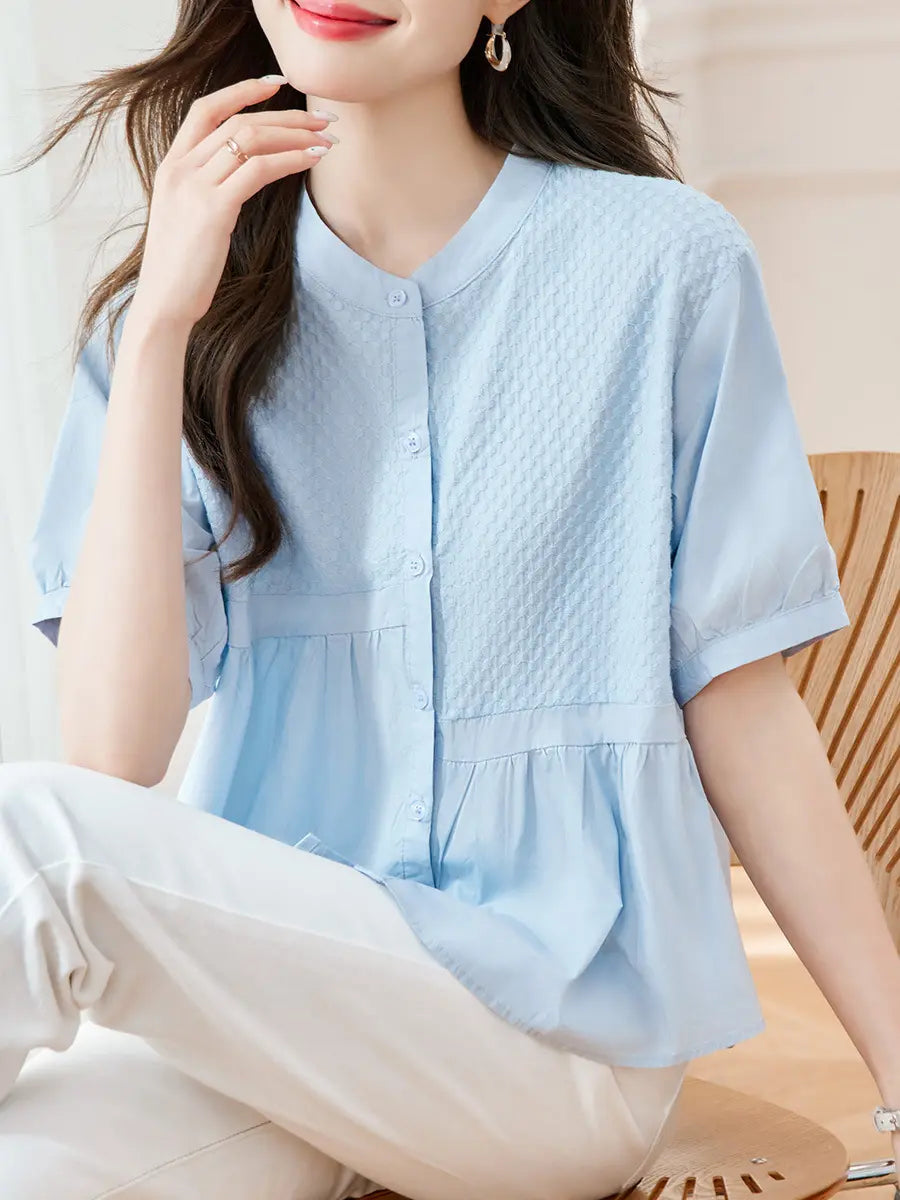 Kaelos - Chic Cotton Blouse, Embroidered Detail, Effortless Summer Style