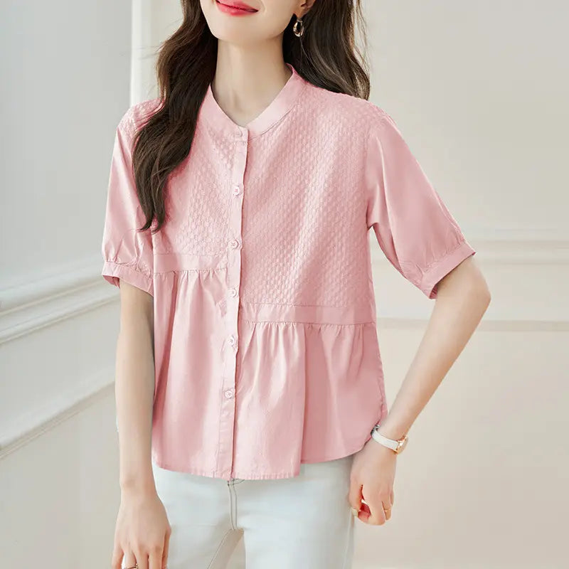 Kaelos - Chic Cotton Blouse, Embroidered Detail, Effortless Summer Style
