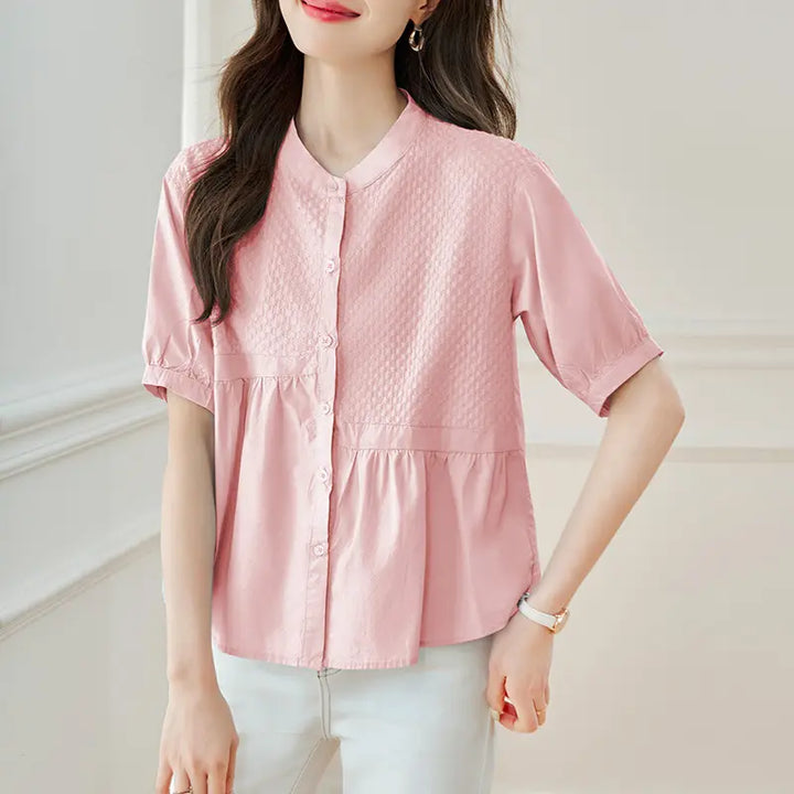 Kaelos - Chic Cotton Blouse, Embroidered Detail, Effortless Summer Style