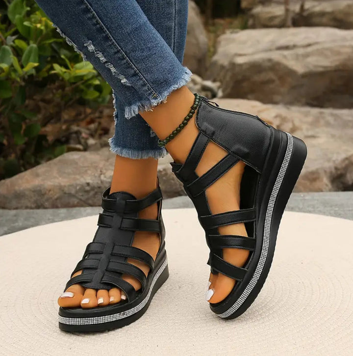 Rhinestone Wedge Sandals
