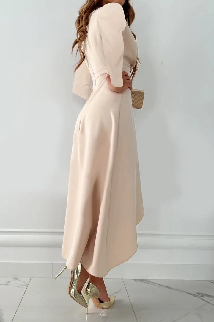 V-Neck Sheath Midi Dress with Slit