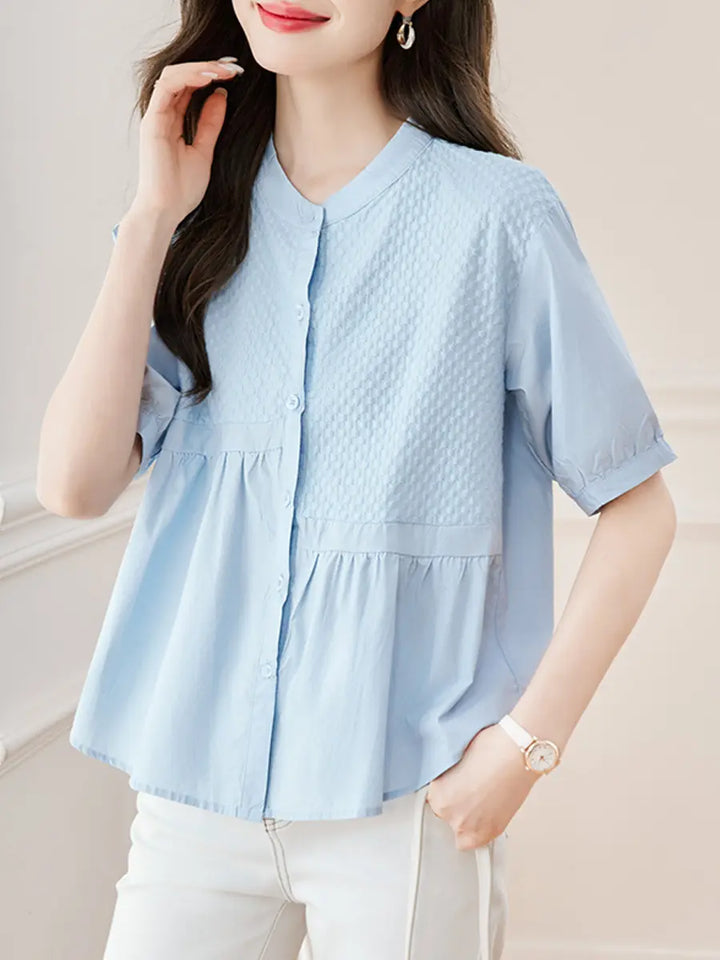 Kaelos - Chic Cotton Blouse, Embroidered Detail, Effortless Summer Style