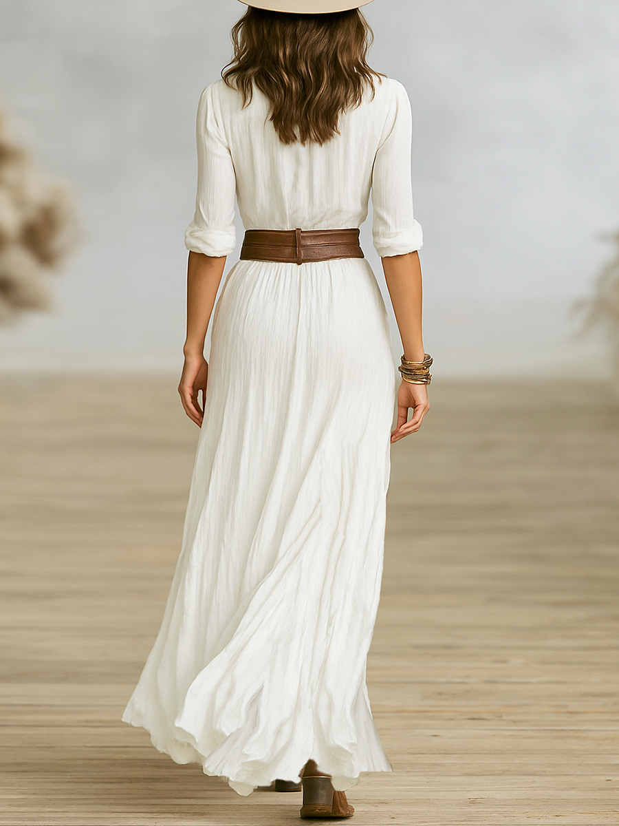 Bohemian Button-Front Maxi Dress