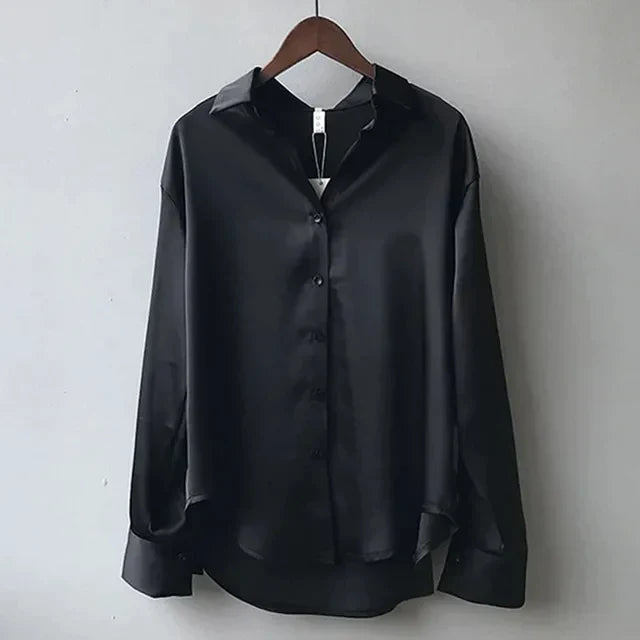 Modern Satin Button-Down Blouse