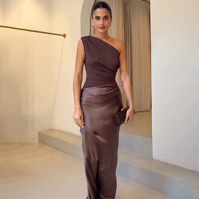 One-Shoulder Evening Dress for Wedding Guests