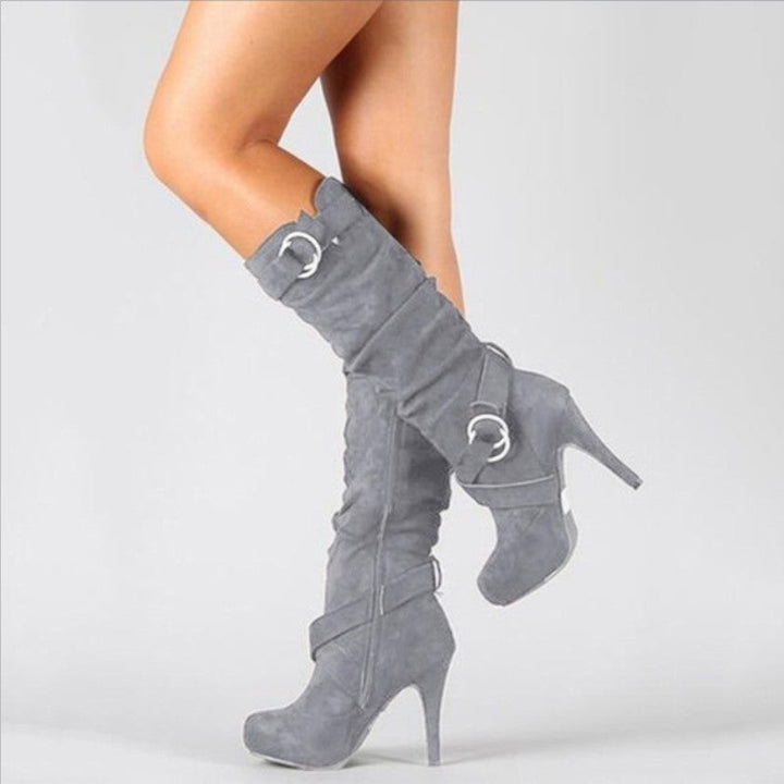 High Heel Buckle Boots