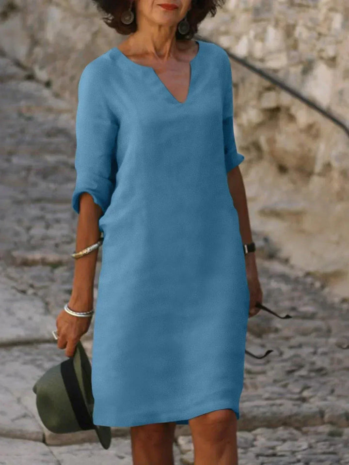Notch Neck Midi Dress