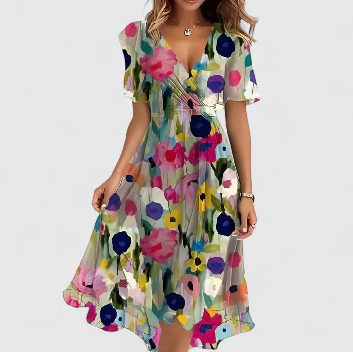 Floral V-Neck Midi Dress