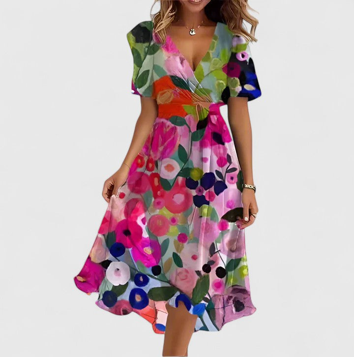 Floral V-Neck Midi Dress