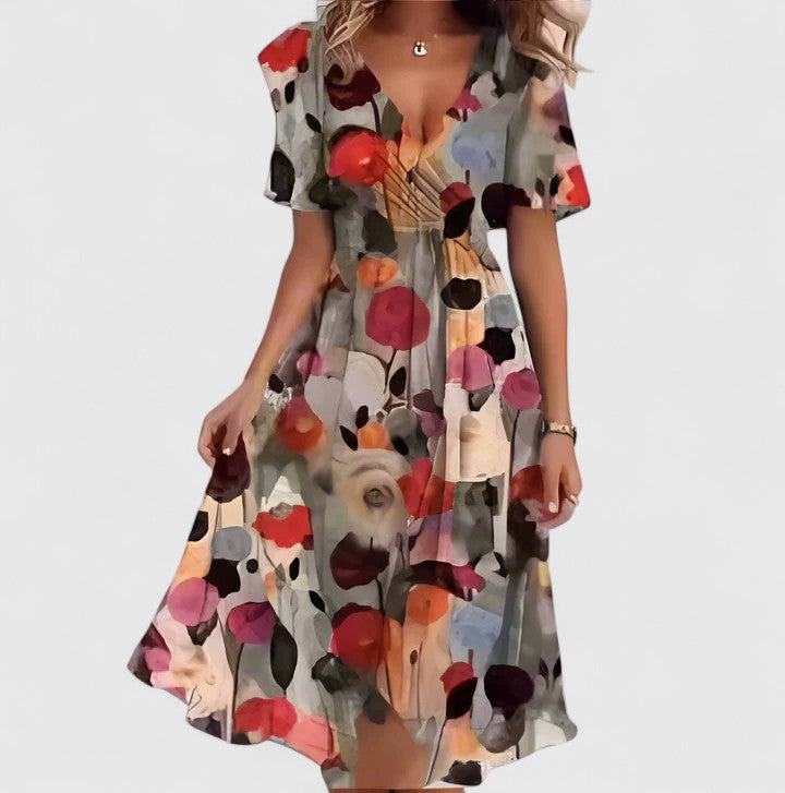 Floral V-Neck Midi Dress