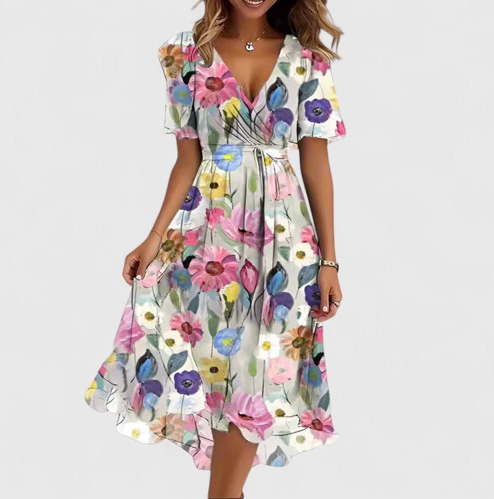 Floral V-Neck Midi Dress