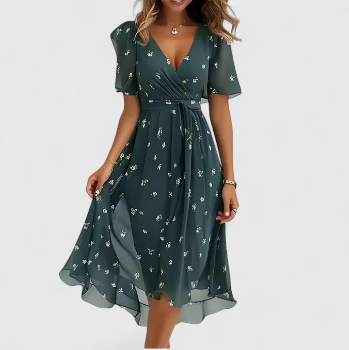 Floral V-Neck Midi Dress