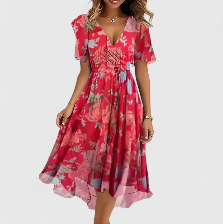 Floral V-Neck Midi Dress