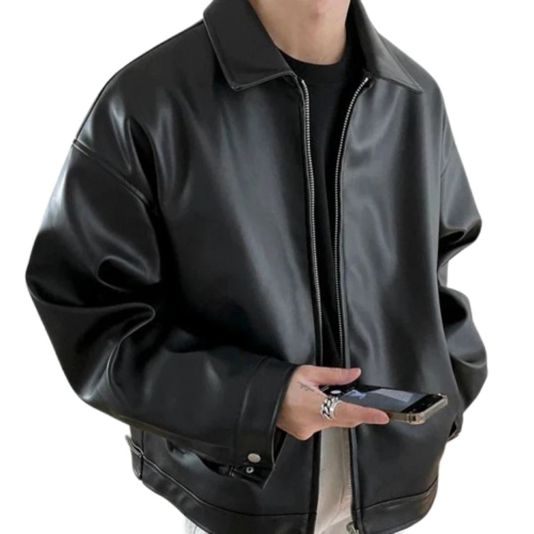 Oversized Leather Bomber Jacket
