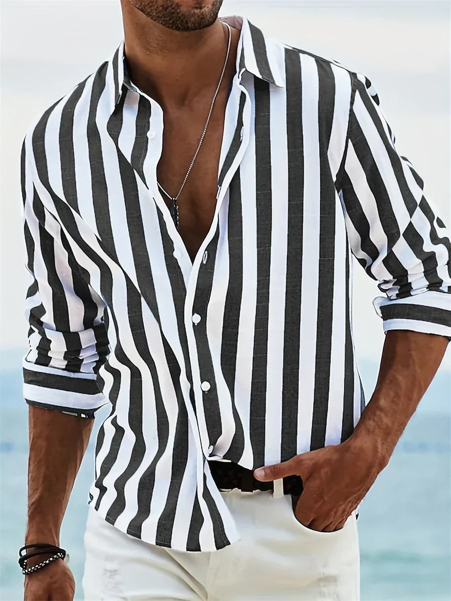 Men Striped Button-Down Casual Shirt