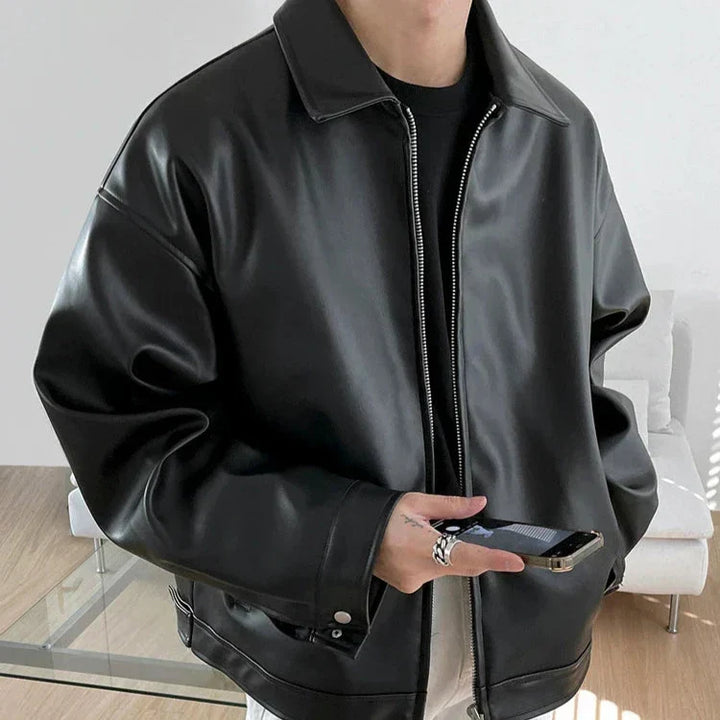 Oversized Leather Bomber Jacket