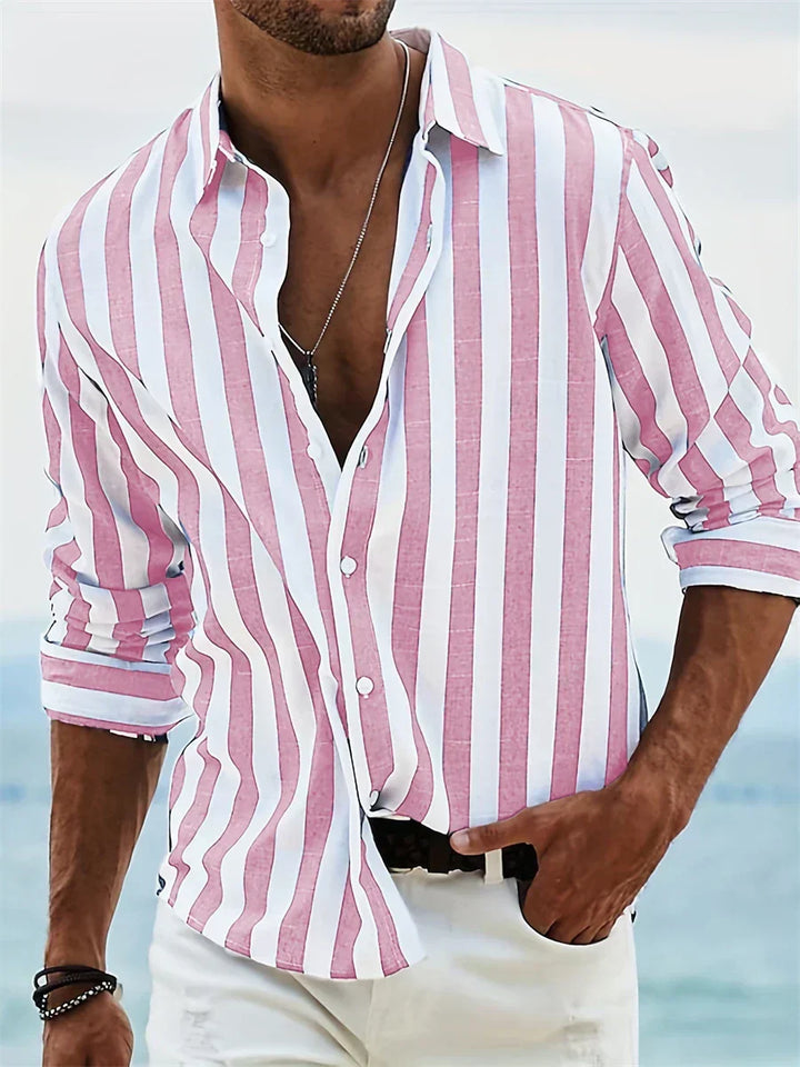 Men Striped Button-Down Casual Shirt