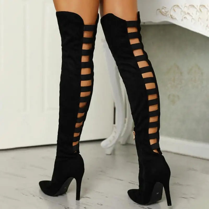 Thigh-High Open-Toe Boots
