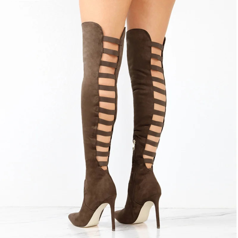 Thigh-High Open-Toe Boots