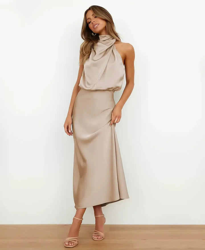 High Neck Midi Dress