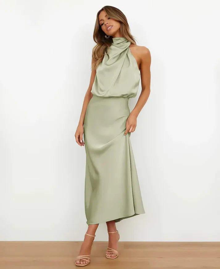 High Neck Midi Dress