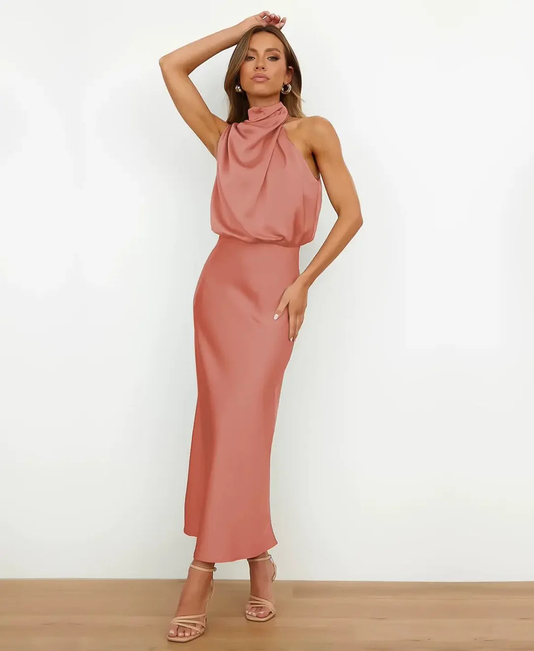 High Neck Midi Dress