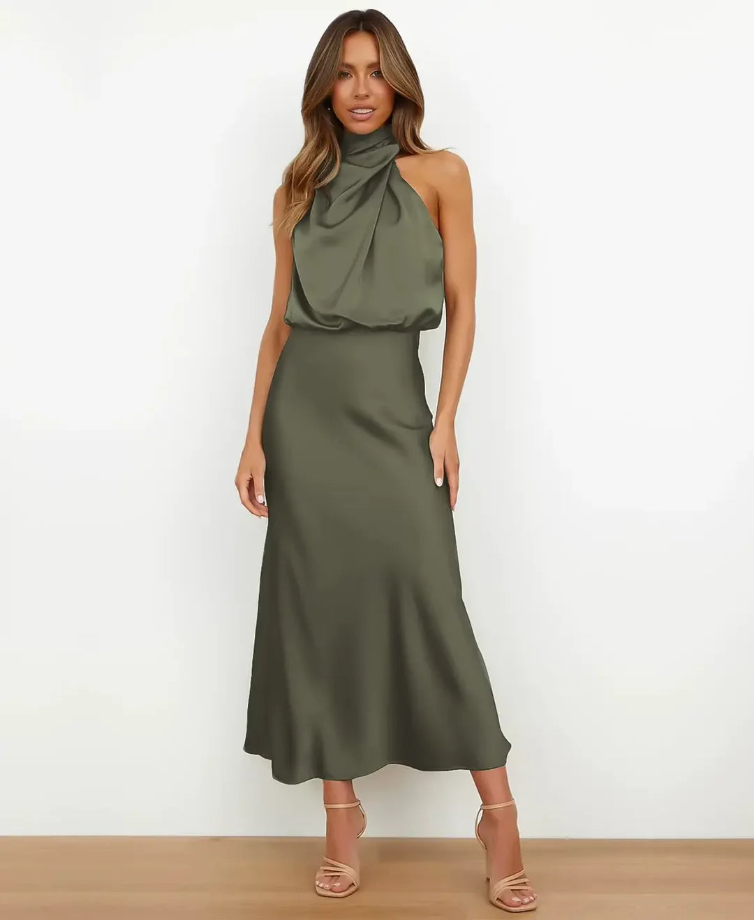 High Neck Midi Dress