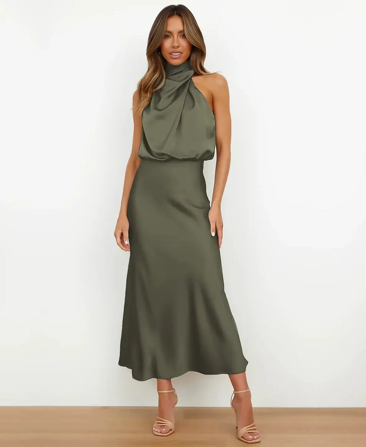 High Neck Midi Dress