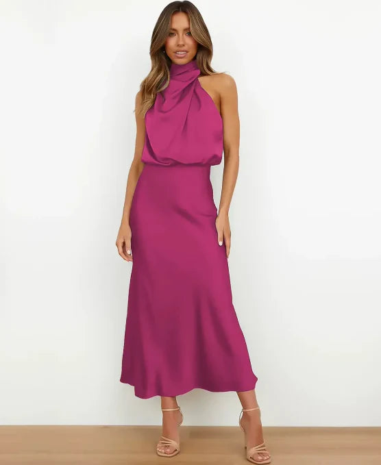 High Neck Midi Dress