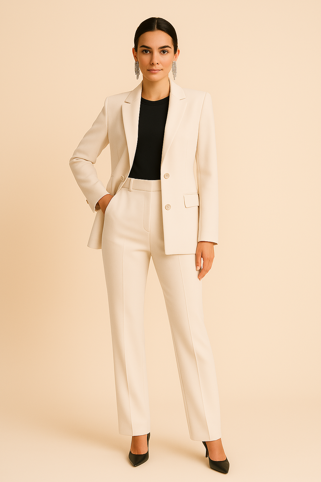 Tailored Blazer and Pleated Trousers Set