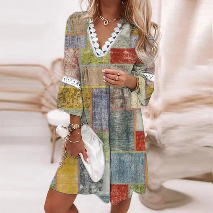 Floral V-Neck Boho Mini Dress