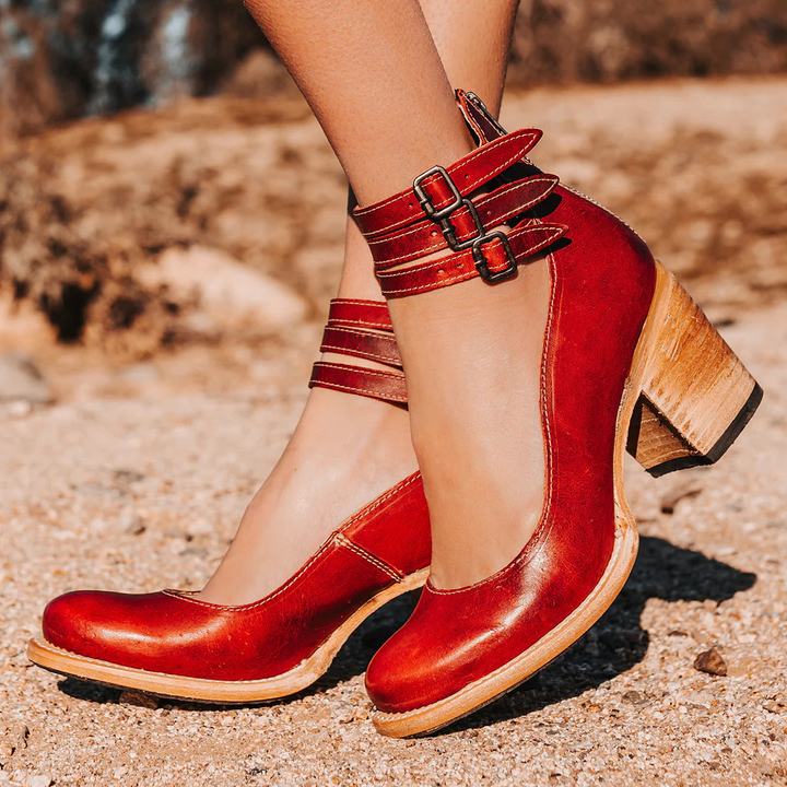Verona Vintage Ankle Strap Block Heels