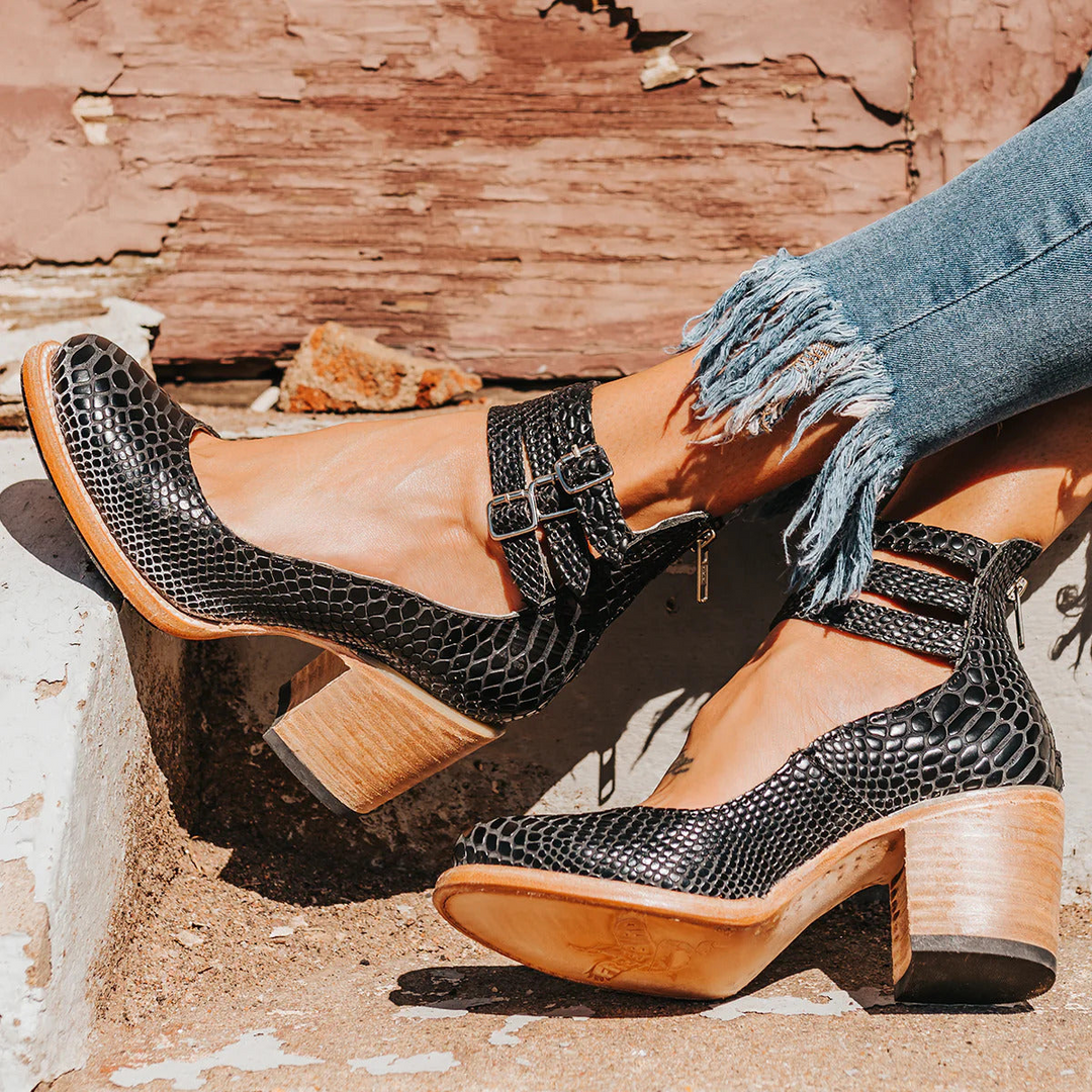 Verona Vintage Ankle Strap Block Heels