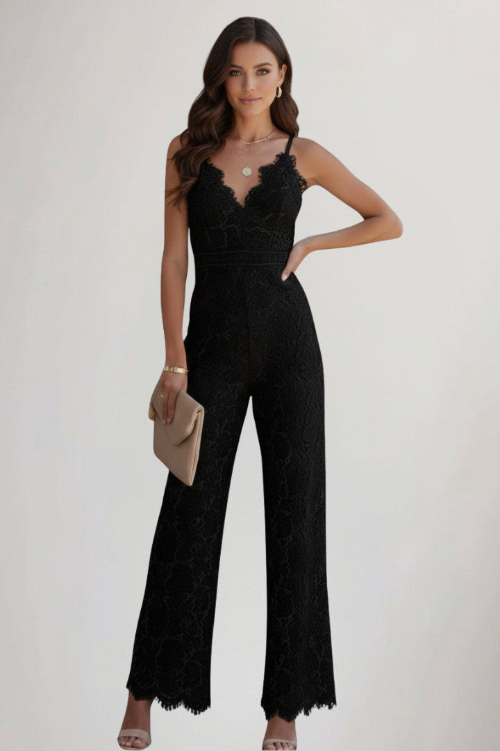 Sleeveless Lace Wide-Leg Jumpsuit