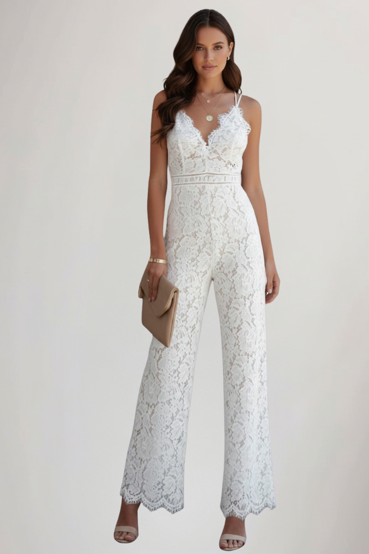 Sleeveless Lace Wide-Leg Jumpsuit
