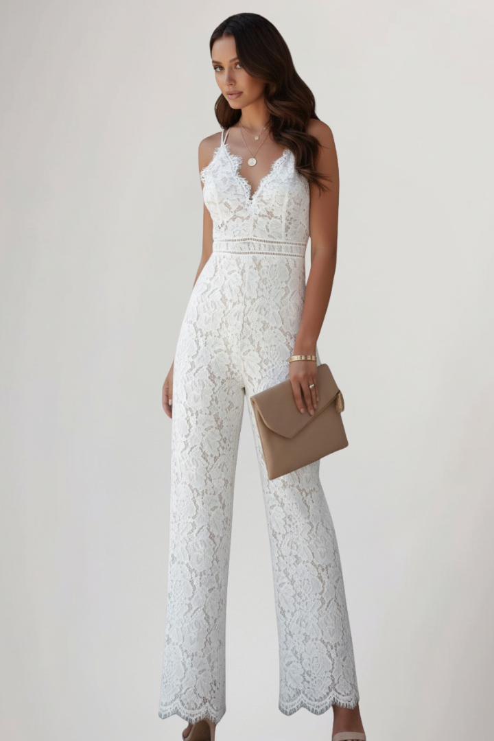 Sleeveless Lace Wide-Leg Jumpsuit