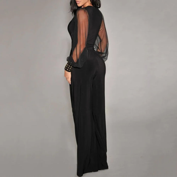 Long Sleeve V-Neck Wide-Leg Jumpsuit