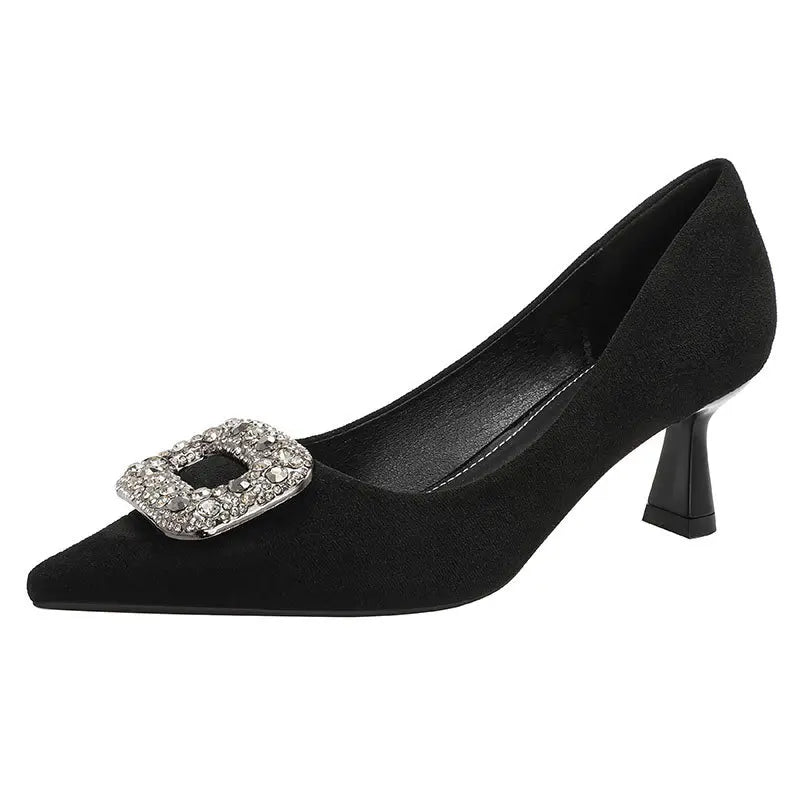 Black suede women&