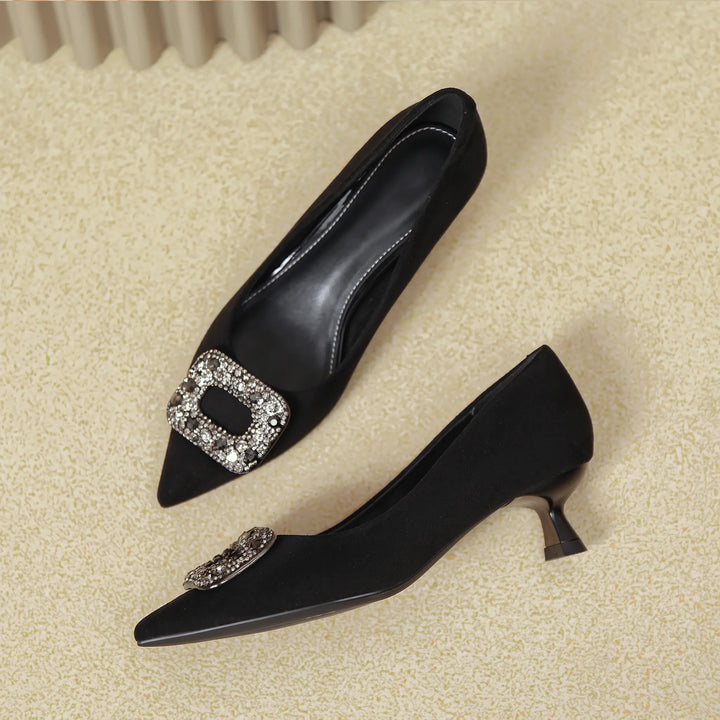 Black suede pointed-toe women&