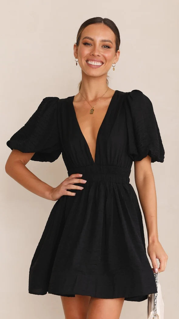 Puff Sleeve Mini Dress