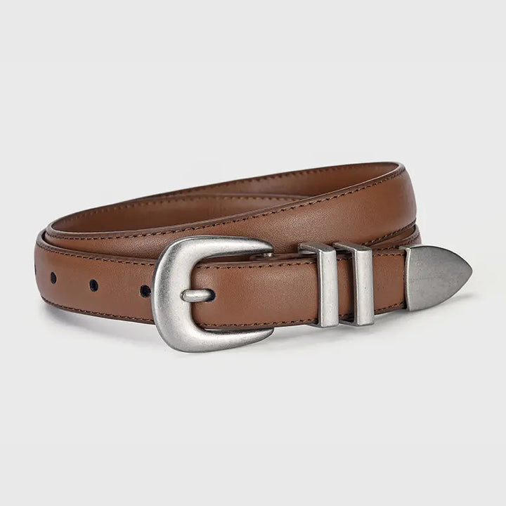 Brown genuine leather women&