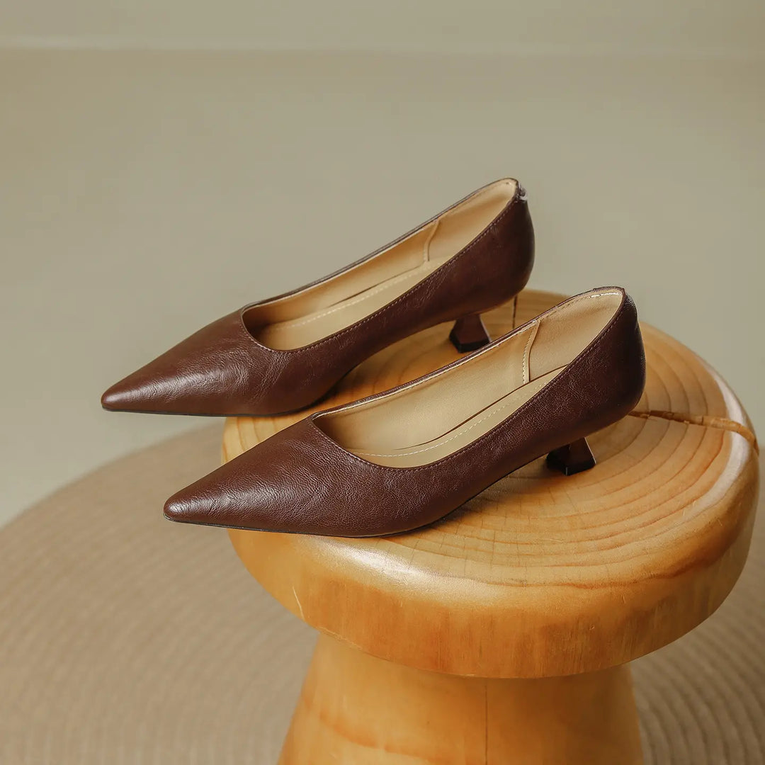 Brown faux leather women&