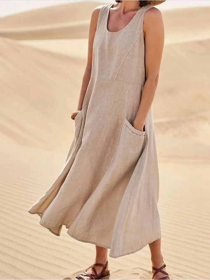 Sleeveless Pocket Maxi Casual Dress