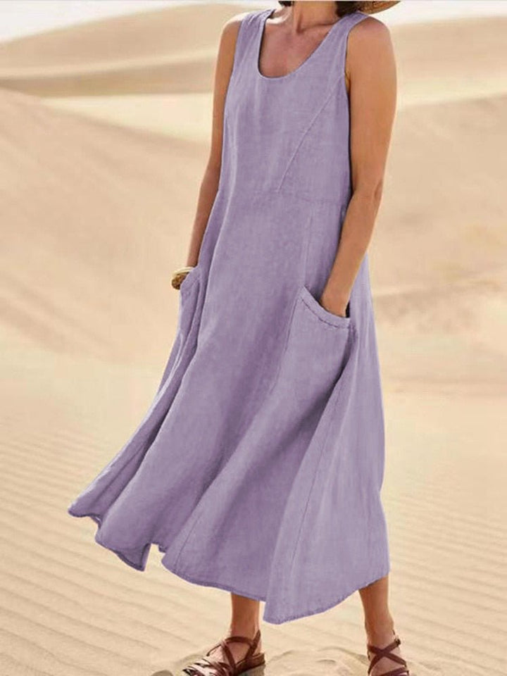 Sleeveless Pocket Maxi Casual Dress