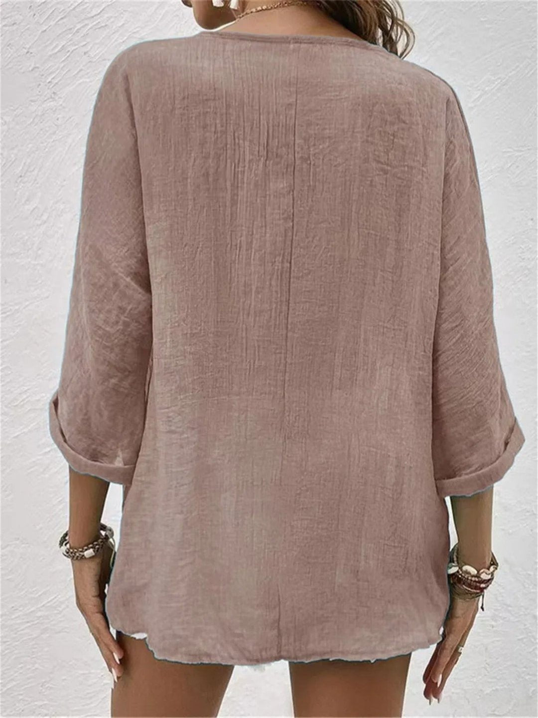 Cotton V-Neck Button-Front Blouse
