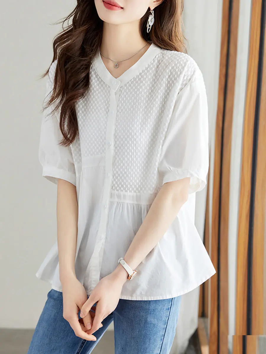 Kaelos - Chic Cotton Blouse, Embroidered Detail, Effortless Summer Style